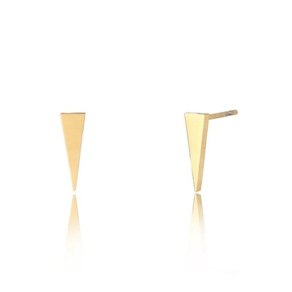 18K Gold Triangle Studs - Picture 3 of 4